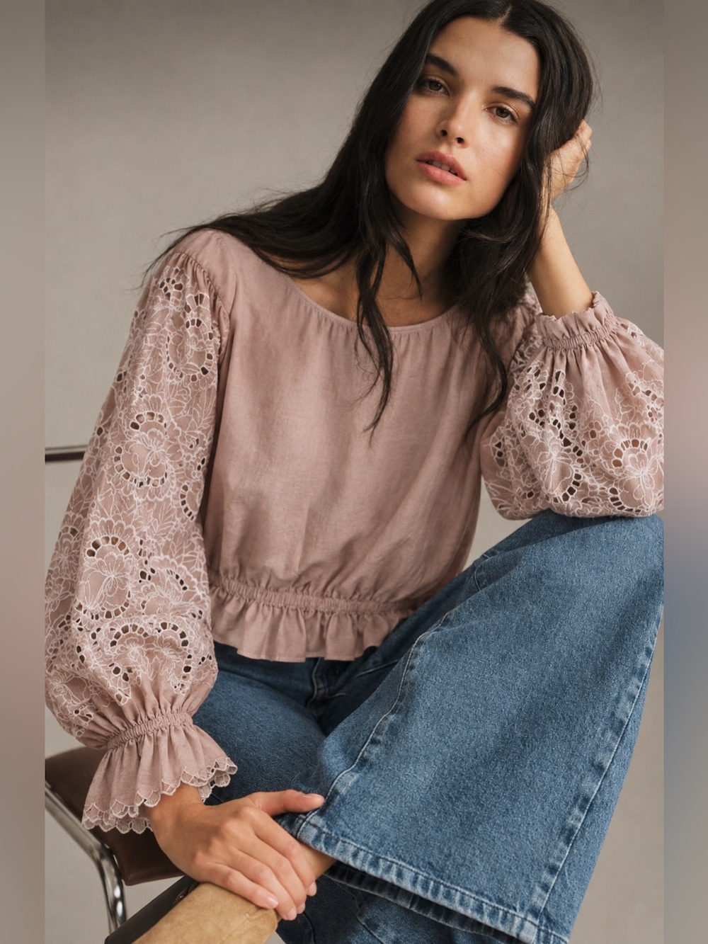 Maeve Embroidered Sleeves Blouse